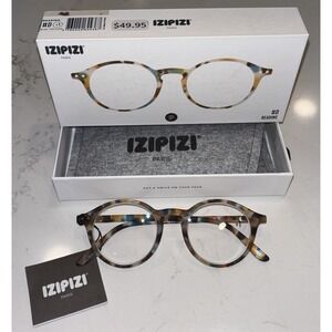 New IZIPIZI READING #D Reading Glasses Women & Men Round 1.0 Blue Tortoise Nib